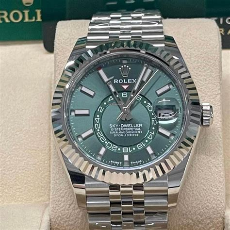 rolex leather box|Rolex green leather box for sky dweller .